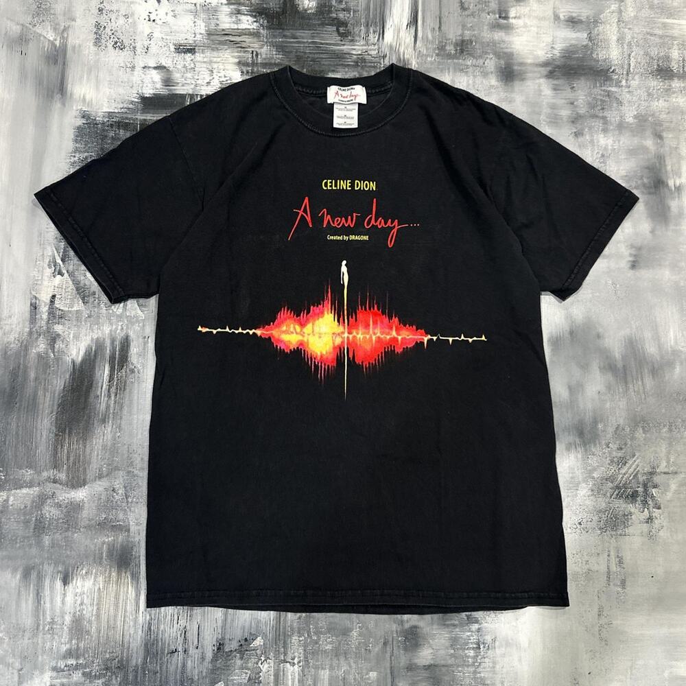 Celine Dion Tee Shirt Vintage A New Day Graphic Dragone Black Size Medium
